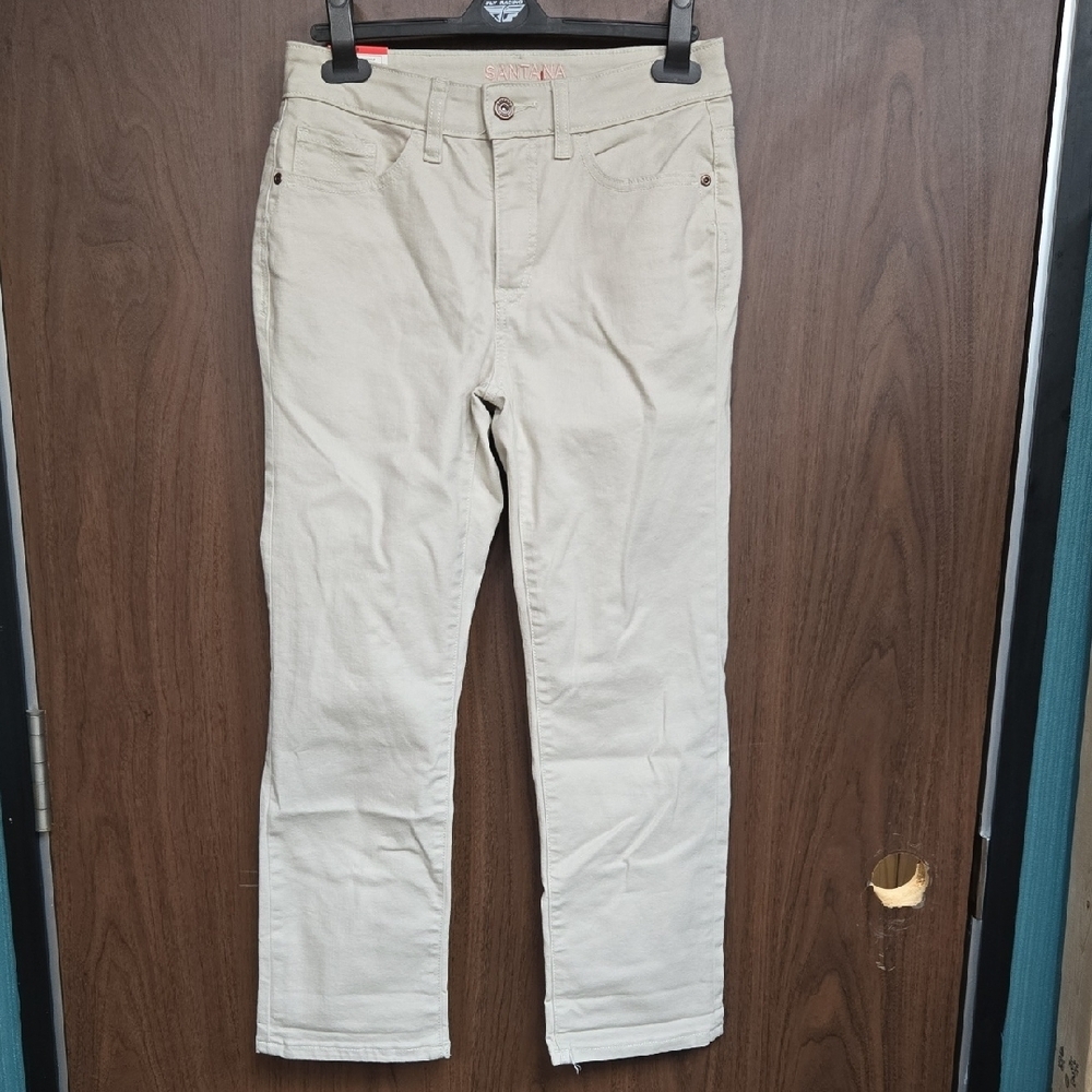 Santana Jeans Size 8 Light Beige Mid Rise Straight Leg Capri Jeans